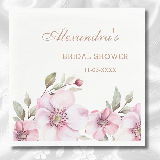 フェミニン赤面ピンクフローラバラブライダルシャワー スタンダードランチョンナプキン