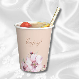 フェミニン赤面ピンクフローラバラベビーシャワー 紙コップ