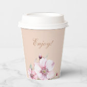 フェミニン赤面ピンクフローラバラベビーシャワー 紙コップ (正面)