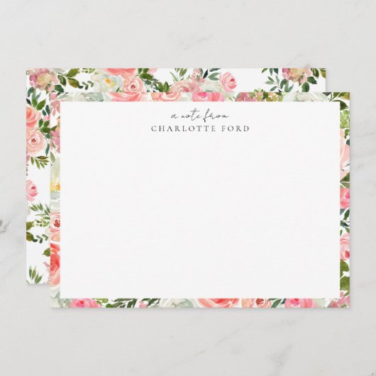 フェミニン赤面ピンクホワガーリーイトフローラ ノートカード (正面/裏面)