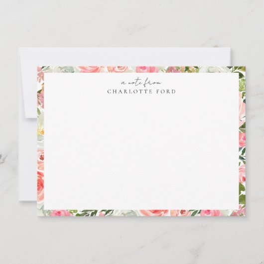 フェミニン赤面ピンクホワガーリーイトフローラ ノートカード (正面)