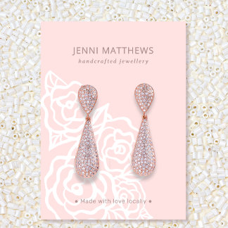 フェミニン赤面ピンクローズフローラジュエリー表示 名刺