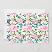 フェミニン赤面ピンク牡丹バラガーリーフローラ枠 ノートカード (裏面)