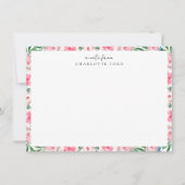 フェミニン赤面ピンク牡丹バラガーリーフローラ枠 ノートカード (正面)