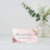 フェミニン赤面ピンク金ゴールドグリッターマーブルゲート 名刺 (スタンド正面)
