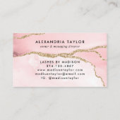 フェミニン赤面ピンク金ゴールドグリッターマーブルゲート 名刺 (裏面)