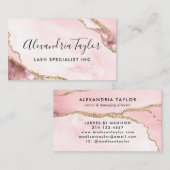 フェミニン赤面ピンク金ゴールドグリッターマーブルゲート 名刺 (正面/裏面)