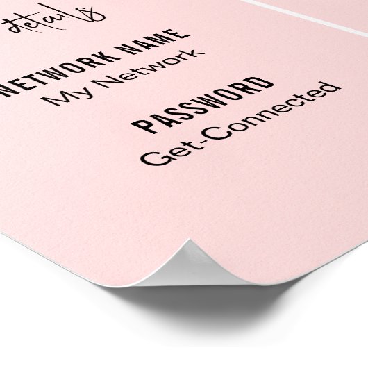 フェミニン赤面ピンクWIFIパスワードスキャンQRコード ポスター (角)