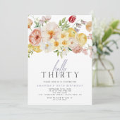フェミニン赤面フローラワイルドフラワーサーティー誕生日 招待状 (スタンド正面)