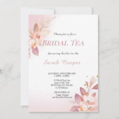 フェミニン赤面金ゴールドフローラブライダルシャワー茶パーティー 招待状 (正面)