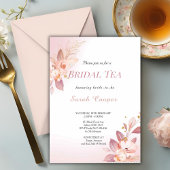 フェミニン赤面金ゴールドフローラブライダルシャワー茶パーティー 招待状