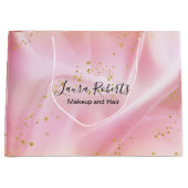 フェミニン金ゴールドとピンクグリッター ラージペーパーバッグ (正面)