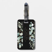 フェミニン金ゴールドグリッターモノグラムの黒  ラゲッジタグ (裏面縦)