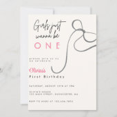 フェミニン コケッタ ウォーターカラー ピンク かわいい リボン 招待状 (正面)