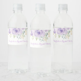 フェミニン パープル ゴールド 水彩 花 ローズ ギフト ペットボトルラベル