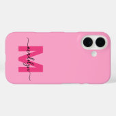 フェミニン ピンク エレガント シンプル 名前 モノグラム Case-Mate iPhoneケース (裏面 (横))