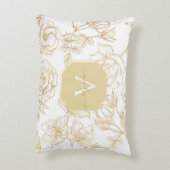 フェミニンglam モダン金ゴールドフローラMonogram Name アクセントクッション (裏面(縦))