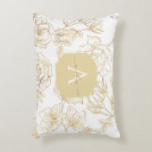 フェミニンglam モダン金ゴールドフローラMonogram Name アクセントクッション (正面(垂直))