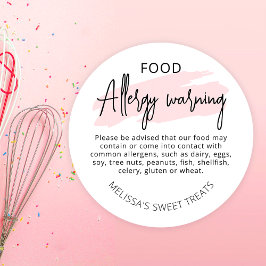 フェミニンPink Food Safety Allergens Alert警告's ラウンドシール