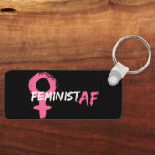 フェミ芸術的ニストAFピンクの女性のシンボル キーホルダー (正面)
