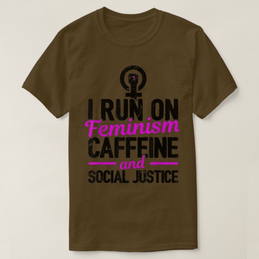 フェミ走ニズムカフェインと社会正義ゲイ Tシャツ (デザイン正面)
