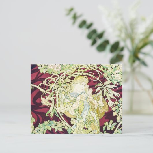 フェムアマルグエライト – ミュシャテキスタイルレプロクリスマス シーズンポストカード (スタンド正面)