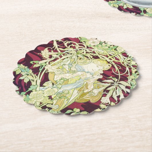 フェムアマルグエライト – ミュシャデイジーテキスタイルレプロ ペーパーコースター (アングル)