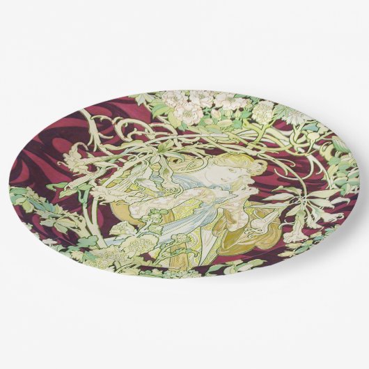 フェムアマルグエライト – ミュシャデイジーテキスタイルレプロ ペーパープレート (アングル)