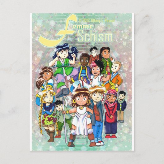 フェムシズムチビ（小さくかわいく書いた感じ）グループ ポストカード (正面)