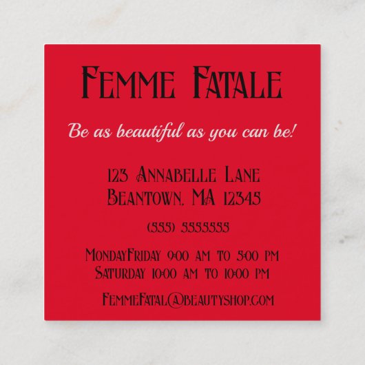フェムファタールパーソナライズ スクエア名刺 (裏面)