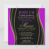 フェム抽象芸術パープルピンク新年パーティー 招待状 (裏面)