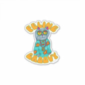 フェライングルーヴィおもしろいキャットアートスケッチ シール (正面)