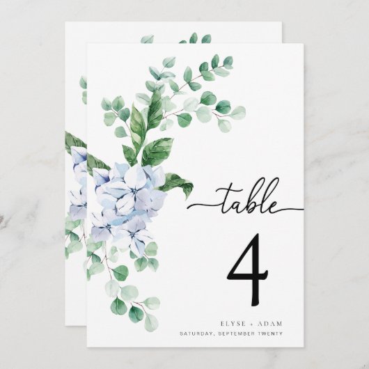 フェラスブルーアジサイ結婚のテーブル番号 (正面/裏面)
