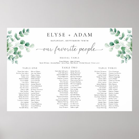 フェラス緑3宴会席表フォーム板 ポスター (正面)