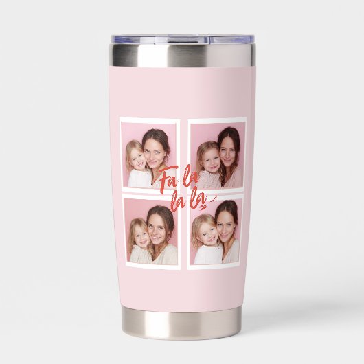フェララララ ブッシュピンク クリスマス フォト コラージュ 保温保冷タンブラー (正面)