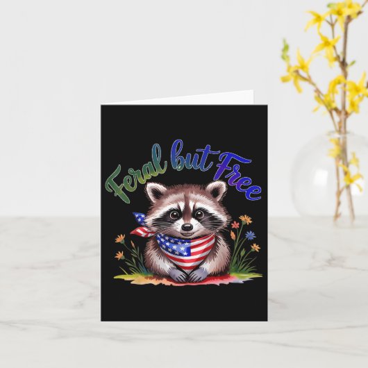 フェラルがフリーおもしろいラクーン7月の4th女性Pa カード (黄色い花)