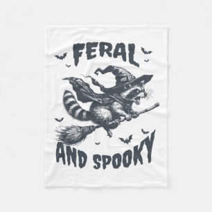 フェラルとラク不気味ーンウィッチハットハロウィンおもしろい フリースブランケット