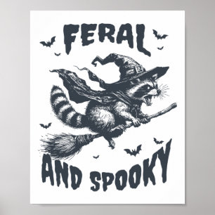 フェラルとラク不気味ーンウィッチハットハロウィンおもしろい ポスター