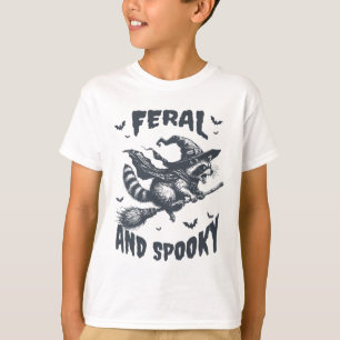 フェラルとラク不気味ーンウィッチハットハロウィンおもしろい Tシャツ