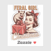 フェラルガールクリスマスオポッサムクリスマストラシーレトロ シール (シート)