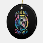 フェラルガールサマーオポッサム絞り染めラクーン セラミックオーナメント (左)