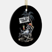 フェラルガールサマービーチおもしろいラクーン セラミックオーナメント (右)