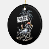 フェラルガールサマービーチおもしろいラクーン セラミックオーナメント (左)