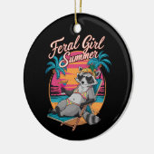 フェラルガールサマービーチおもしろいラクーン セラミックオーナメント (左)