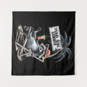 フェラルガールサマービーチおもしろいラクーン タペストリー (正面(横))