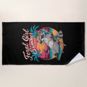 フェラルガールサマービーチおもしろいラクーン ビーチタオル (正面)