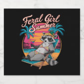 フェラルガールサマービーチおもしろいラクーン ビールラベル (シングルラベル)