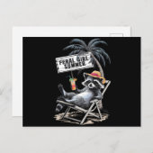 フェラルガールサマービーチおもしろいラクーン ポストカード (正面/裏面)