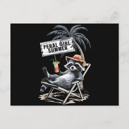 フェラルガールサマービーチおもしろいラクーン ポストカード (正面)