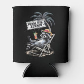 フェラルガールサマービーチおもしろいラクーン 缶クーラー (正面)